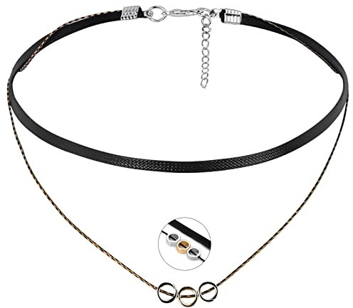 BCughia Kette Vintage, Kropfband Choker Blume Silber Gold Karabinerverschluss Rostfreier Stahl Freundschaft Freundinnen Geschenkideen 6x18mm