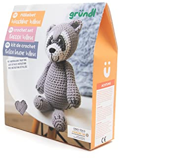 Gründl Häkelset Waschbär Wilma 15cm 6 Teile Kreativset Häkeln Nähen Nähset Bastelset