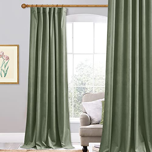 StangH salvia gröna gardiner 213 cm, supermjuka tjocka sammetsdraperier för barnkammare sovrum värmeisolerad integritetsdörröppning för hemmakontor/badrum, B 132 x L 213 cm, 1 panel