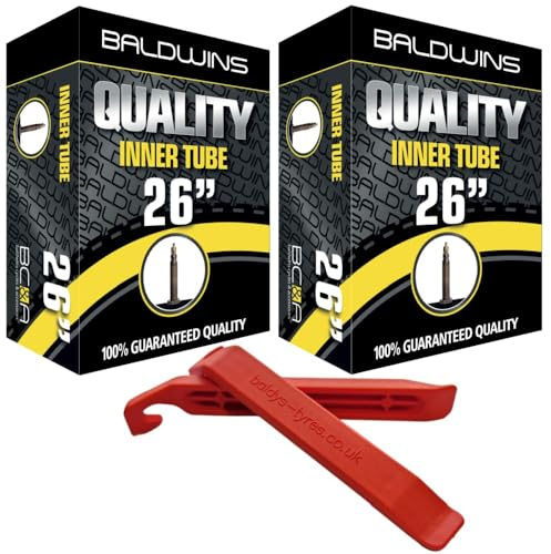 Baldwins Bike Inner Tube 26 x 1.75 to 2.125 Presta Valve & BALDY'S TYRE LEVER (Pack of 2)
