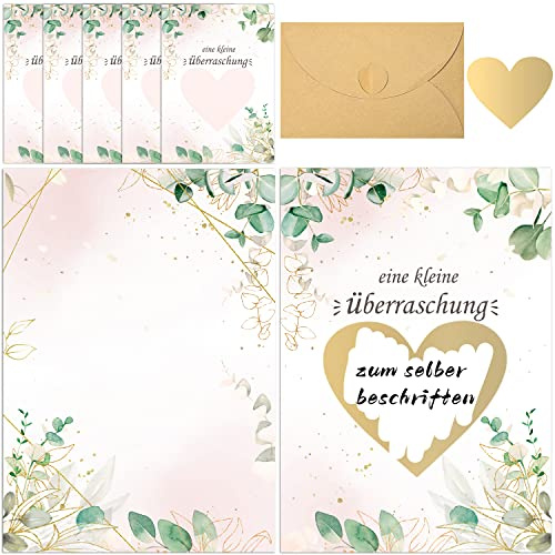 Hongma Rubbellos Rubbelkarten zum Selber Beschriften Machen Set 5Stück Rubbellose Rubbelkarte Schwangerschaft Verkünden Überraschungen Gutschein Selbst Gestalten Blanko Karte für Baby Geschlecht(Rosa