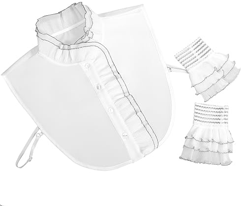 XEPST 2 Stücke Frauen Kragen Chiffon Krageneinsatz Damen, Abnehmbare Hälfte Shirt Bluse, Blusenkragen Einsatz Damen, Halb Gefälscht Abnehmbare Falscher Kragen Damen Weiß