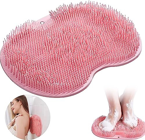 Brosse Pieds Douche Tapis De Massage Antidérapant En Silicone Pour Le Dos Nettoyant De Massage Avec Ventouses Antidérapantes Appareil De Massage Exfoliant Pour Nettoie Exfoliant Masse Votre Dos (Rose)