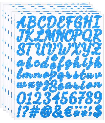 PATIKIL Letras y Números Adhesivos de Vinilo 6 Hojas de Autoadhesivos en Mayúsculas Cursivas para Buzón Ventana de Oficina Caja de Regalo Decoración de Scrapbook Azul Claro