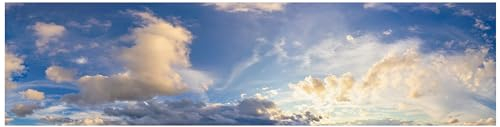 wandmotiv24 Fototapete panorama Blauer Himmel, selbstklebende Strukturtapete 260g - Klein (200x50cm) Himmel, Blau, Wolken, weiß M0104