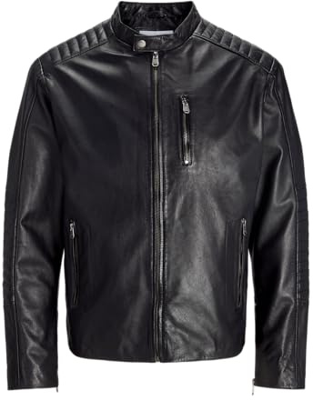 JACK&JONES JJELIAM Lamb läderjacka NOOS kort jacka, svart, S, svart, S