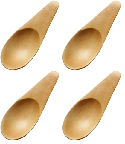 4 Stück Holzlöffel, Gewürzlöffel, Kochlöffel, Kaffeelöffel, Teelöffel, Mini-Salzlöffel, Dessertlöffel, Kreative Kleine Holzlöffel, Geeignet Für Küche, Kochen, Restaurant (7 X 2,5 cm).