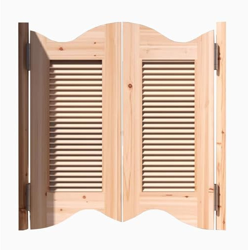 Pendeltür Holz, Unbemalt Schwingtür Cafétüren, Scharnier Schwingtür, Mit Automatischer Schließen, Unbemalte Handgefertigte Trenntüren für Den Innen- und Außenbereich(Size:W70xH90cm(W27.56xH35.43in))