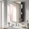 Ereousa Armario de Baño con Espejo, Armario de Pared con 1 Puertas, 56x40x13cm Gabinete de Almacenaje para Colgar con Iluminación Ajustables, Negro