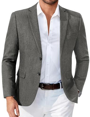 COOFANDY Men's Sport Coats Casual Two Buttons Blazer Slim Fit Lightweight Suit Jacket, Gray, M