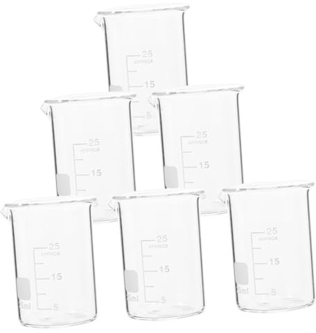 ULTECHNOVO 6pcs Glass Measuring Beakers Chemistry Lab Equipment Small Measuring Cups for Lab Use