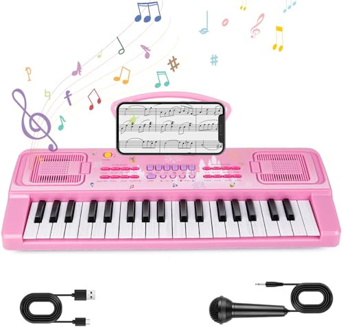 m zimoon Kids Piano Keyboard, 37 Keys Portable Electronic Keyboard Piano with Music Book Bracket for Kids Toddlers Musical Instrument Toys Birthday Gifts for 3 4 5 6 7 8 9 Year Old Boys and Girls