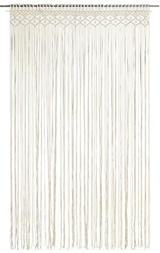 Annlera Fadengardine mit Makramee Multifunktionaler Gardine für Schlafzimmern Wohnzimmern etc für Schutz der Privatsphäre Einfaches Jedoch Zeitloses Design Creme 140x240 cm