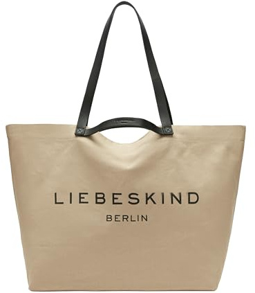 Liebeskind Berlin Damen-Shopper „Aurora“ – Große Canvas-Tasche Damen mit Reißverschlussfach und Leder-Schulterriemen – Shopper Bag Women – Passend für Laptops bis 16 Zoll – Light Bag