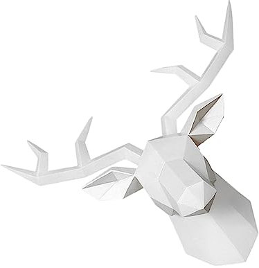 OKUMEYR Nordic Deer Wanddekoration Resin Geweih-pendant Für Büro Und Bars Stilvolles Geometrisches Wandornament Weiß