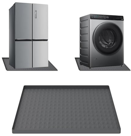 lisetar Mini Fridge Silicone Mat 60x60cm, Floor Protector with 0.8Inch Raised Edges, Washing Machine & Freezer Drip Tray, Dryer Drip Pan, Wine Cabinet & Coffee Machine Floor Mat(Dark Gray)