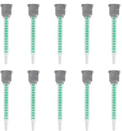 Pack of 10 static mixer nozzles, 2k adhesive, green two-component adhesive rubber hose, 1:1 mixer nozzles, static mixer mixing nozzle, for plastic adhesive, two-component adhesive, 2k glue gun.