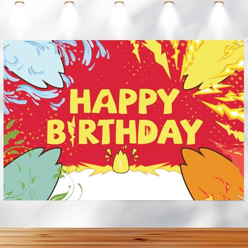 Toile de Fond d'anniversaire de Dessin Animé, 150 x 100cm Rouge Blanc Photographie Bannière de Joyeux Anniversaire Décorations de Fête pour Thème de Jeu de Dessin Animé Anniversaire d'enfants