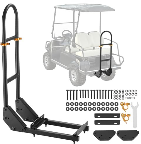 VEVOR Barra de Apoyo para Carrito de Golf, con Reposapiés de Metal, sin Necesidad de Modificaciones, para Asiento Trasero, Acero al Carbono, Ajustable en Altura de 70 a 85 cm, 450 x 235 x 905 mm