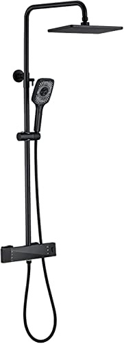 Ensemble combiné de système de douche thermostatique – Robinet de douche mural de 30,5 cm avec pomme de douche à main, bec de baignoire, valve en laiton – Expérience de douche de luxe