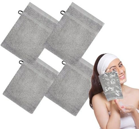 Xijobido Mitaines De Lavage pour Le Corps - Lavettes Douces avec Brin d'Accroche,4 Pièces en Coton Doux de Lavage pour Nettoyage des Mains et Visage Bébé Enfant Femme Homme Voyage