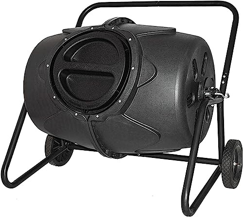 Double seau à compost rotatif avec roulettes, grande poubelle de jardin pour une production efficace d'engrais