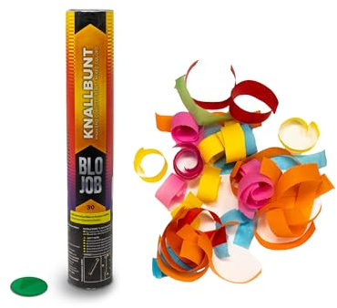 AKTIVHANDEL 5 Stück Konfettikanone Knallbunt 30 cm, buntes Konfetti, Party Popper für Geburtstag, Karneval und Silvester, inkl. Einkaufswagenchip