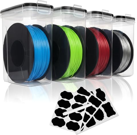 Caossuixin Boîte de rangement pour filament de l'imprimante 3D, pack de 4 boîtes de séchage pour filament avec étiquettes, boîte de séchage pour filament pour impression 3D, scellage et protection du