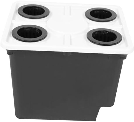 TEHAUX Barril De Cultivo Hidropónico Sin Suelo para Invernadero, Cesta De Plástico Negra 4 Agujeros, Tamaño Medio para Plantar Hortalizas y Frutas En Hidroponía Doméstica