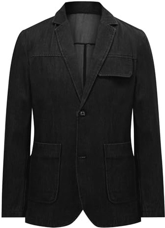 YFFUSHI Blazer Hombre en Mezclilla Denim Chaqueta de Traje en Algodón Regular Fit Informal Chic Cowboy Jacket