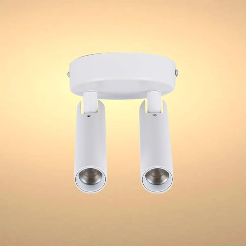 TEKLED Modern 2-Light Ceiling Spotlight | Adjustable White Cylinder Spot Lamps | Contemporary Indoor Lighting | Surface Mounted | IP20 Integrated LED