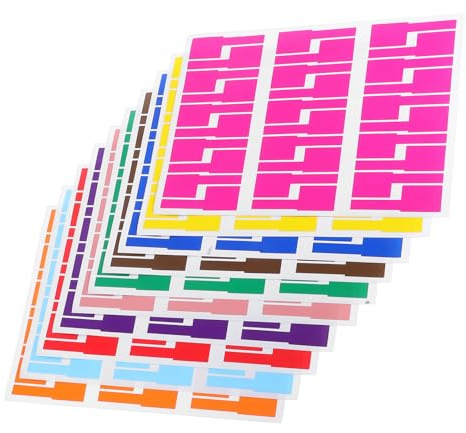 Homoyoyo Etiquetas para Cables de Red Impermeables de Pvc en Forma P, Compatibles Escritura y Impresión, Multicolor, 10 Hojas para Organización y Marcado