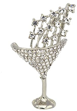 Vinglas Brosch Kvinnlig Legering med Zircon Corsage Pins Klädtillbehör