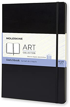 Moleskine Art Collection Skizzenbuch (Skizzenalbum, Hardcover und elastischer Verschluss, Papier geeignet für Stifte, Bleistifte und Pastelle, A4 Format 21 x 29,7 cm, 96 Seiten) Schwarz
