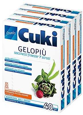 Cuki Gelopiù Sacchetti Freezer 7 Strati Piccolissimi - 17 x 22 cm - 0,7 L - 4 confezioni da 40 pezzi