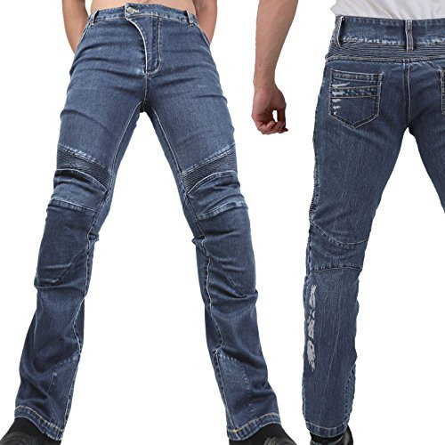 Motorradhose Jeans -Ranger- Leicht Dünn Herren Sommer Textil Jeanshose Slim Fit Motorrad Textilhose Männer Eng Stretch - schwarz - S
