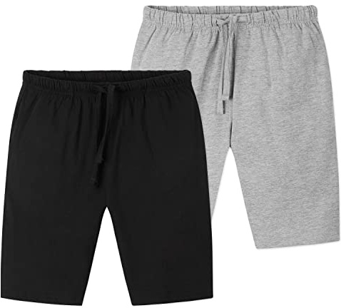 CityComfort Pantalon Pijama Niño Adolescente Pack de 2 Pantalones Cortos Niño Cintura Elástica Ropa de Casa Ideas de Regalos (Negro/Gris, 13-14 Años)