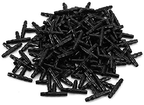 T-Form Steckverbinder, Haofy 100 Stück 4mm/7mm Sprinkler Bewässerung Barb Schlauchverbinder, Schlauchverschraubung für Garten Automatisches Tropfbewässerungssystem