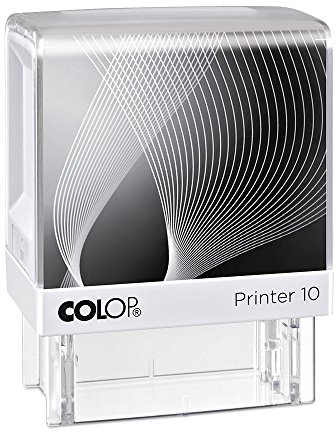 Stempel klein mit Wunschtext, 3 Zeilen, Colop Printer 10, Schwarz | kompakter Selbstfärber mit Wunschtext in bis zu 3 Zeilen – XXL-Sichtfenster, Stempelkissen austauschbar