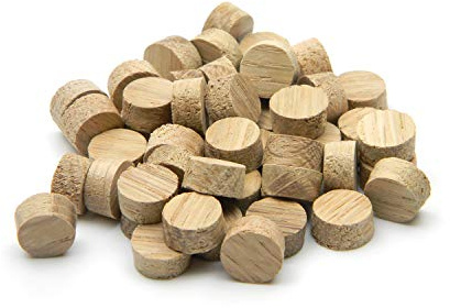 Oakcrafts - 1,27 cm Eichenholzstopfen mit flachem Kopf, Kreuzmaserung, 100 Stück