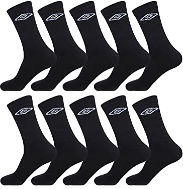 Umbro Chaussette Homme Sport - Lot de 10 - Chaussettes Hautes Homme, Noir, (Taille 39-42)