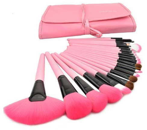 DMZK 24pcs Professional Pennelli Cosmetici,Make Up Set di Pennelli Eyeshadow Lip Pennelli Trucco(Rosa)