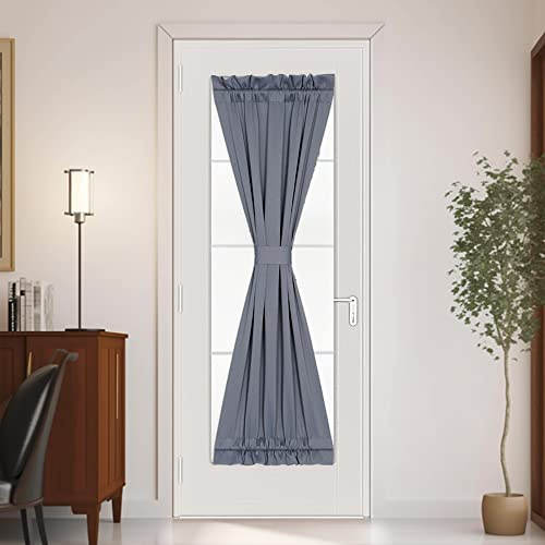 PANOVOUS Französische Türvorhänge, graue Stangentasche, Elegante Standlichtvorhänge für Haustür, EIN Panel, 63 x 183 cm, Grau