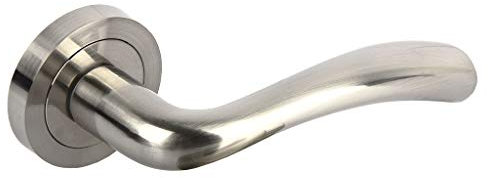 Cofan Juego de 2 manivelas | Fabricadas en aluminio | Con roseta redonda | Modelo Oslo Color níquel