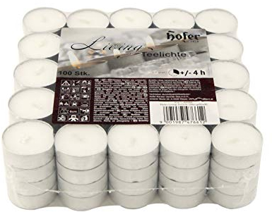 Hofer Bougies Chauffe-plat - 1000 pièces - 4 heures de combustion - Cire non parfumée, sans gouttes, longue durée, qualité UE