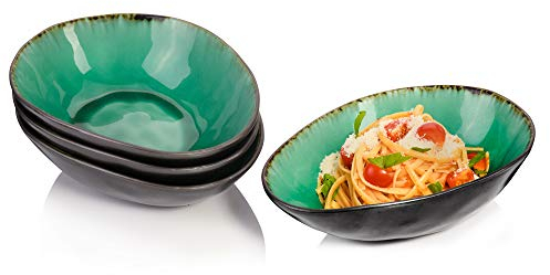 Sänger | Pastaschalen Set Palm Beach aus Steingut, 4 teilig, Bowl Schüssel, Einzigartiges Design, erweiterbar 1200 ml | PREMIUM COLLECTION