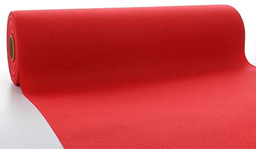 Mank Airlaid Tischläufer 40 cm x 24 m | Gastronomie | Tischdecken-Rolle stoffähnlich | praktische Einmal-Tischdecke | Uni | Neutral | 1 Stück | (Rot)