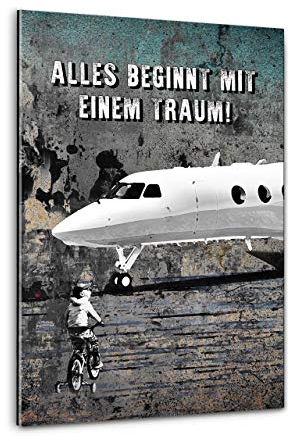 Hustling Sharks Motivationsbilder für Erfolg als XXL Wandbild Alles beginnt mit einem Traum - Hochformat (Acrylglasbild, 40 x 60 cm)