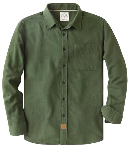 Dubinik® 6 oz Men's Flannel Shirt,Checked Button-Down Outdoor Cotton Casual Shirts,Flanellhemden Herren Langarm Dunkelgrün XL