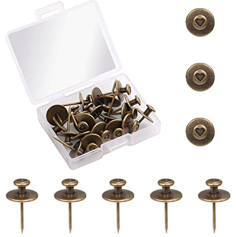 SAVITA 20Stück Bildnägel, Reißzwecken Schwarz Reißnagel Schwarz Nägel Bilder Dekorative Push-Pin-Haken Wandnägel zum Aufhängen von Bildern Büro Zuhause Dekoration (Bronze)